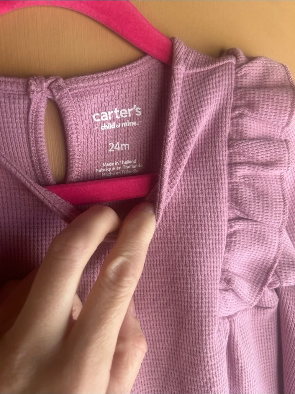 Carter's Mauve Ruffle-Detail Long Sleeve Baby/Toddler One-Piece